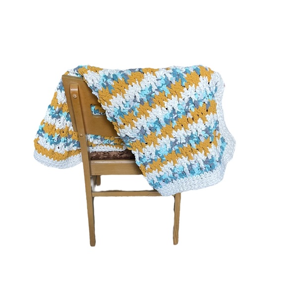 Handmade Other - Handmade Jump Stripe Soft Squishy Multicolored Crochet Nursery Baby Blanket
